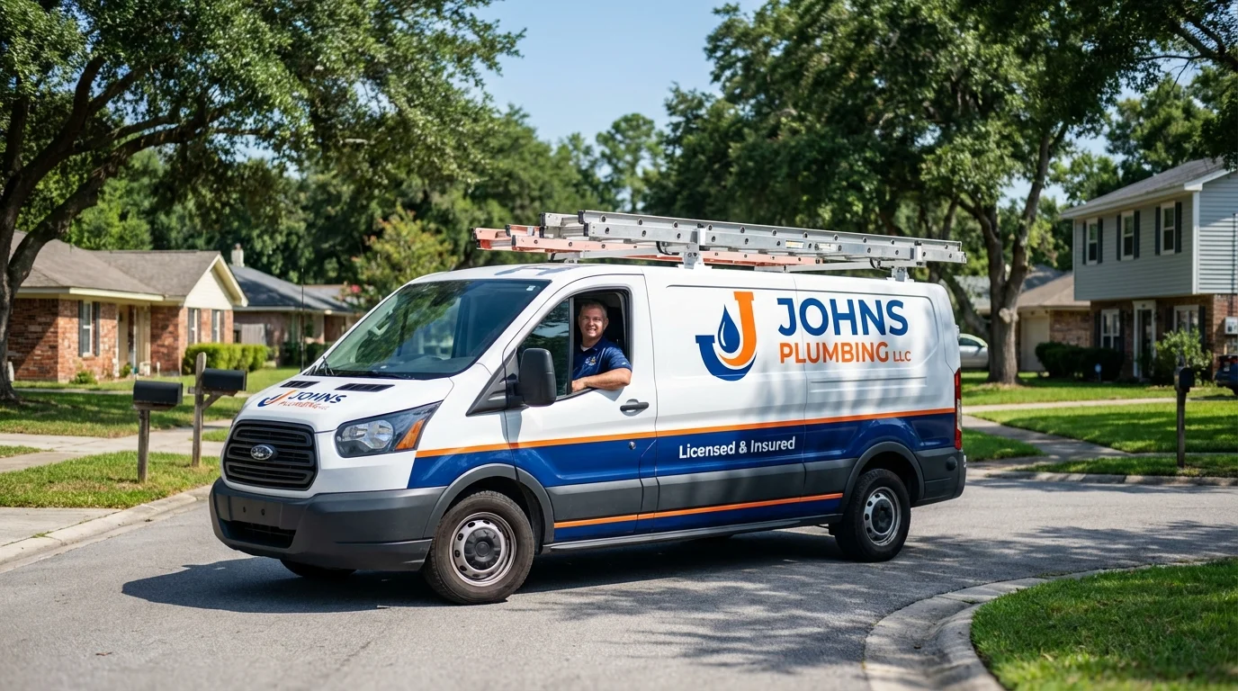 Johns Plumbing LLC service van in Hobart, OK