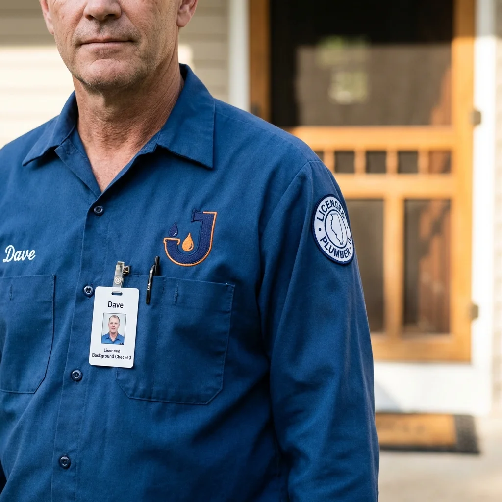 Licensed plumber showing ID badge in Hobart, OK
