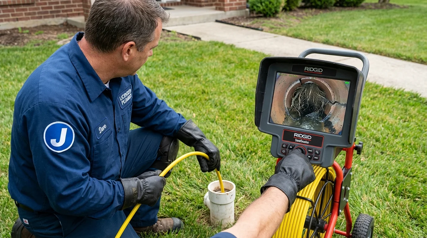 Sewer camera inspection being performed by Johns Plumbing LLC in Hobart