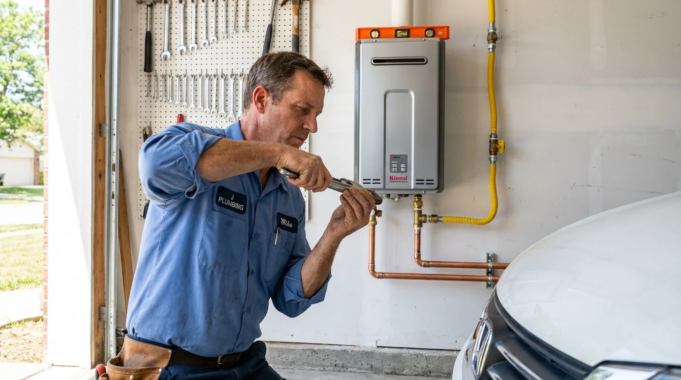 Tankless water heater installation by a Johns Plumbing LLC plumber in Hobart